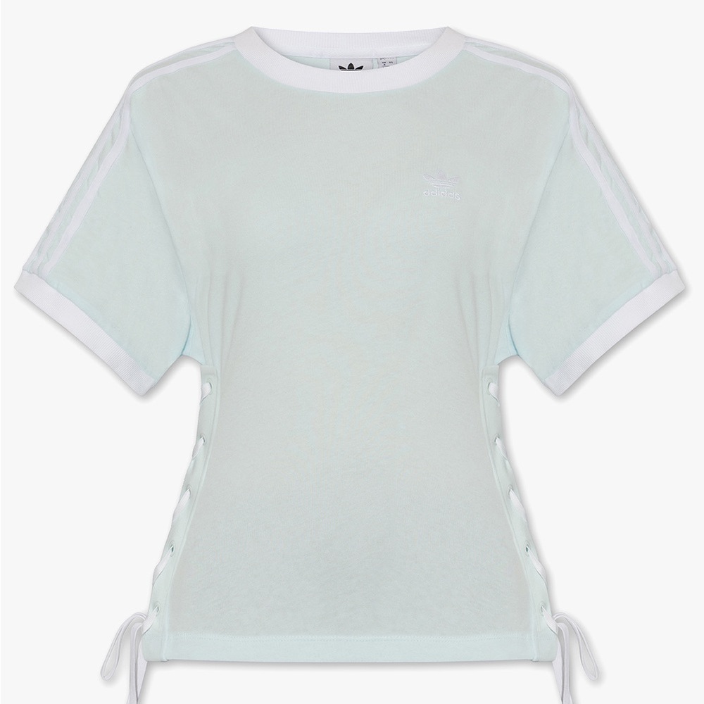 Adidas Women's Sky Blue Lace-Up Corset Like T-Shirt